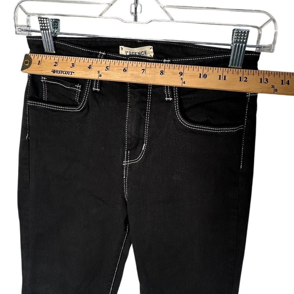 NEW! L'Agence 25 Margot $248  Skinny Jeans White Stitching Crop Mid Rise Black - Picture 6 of 6